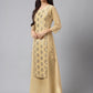 Janasya Women's Beige Crepe Embellished Festive A-Line Kurta | Swadesiicart