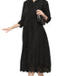 Janasya Black Cotton Solid Flared Casual Dress | Swadesiicart