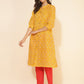 Janasya Yellow Cotton Bandhani Printed Casual Kurta - Swadesiicart