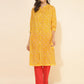 Janasya Yellow Cotton Bandhani Printed Casual Kurta - Swadesiicart