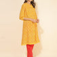 Janasya Yellow Cotton Bandhani Printed Casual Kurta - Swadesiicart