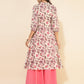 Janasya Beige Cotton Floral Printed Casual Kurta | Swadesiicart