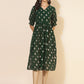 Janasya Bottle Green Georgette Foil Printed Festive Kurta | Swadesiicart