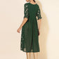 Janasya Bottle Green Georgette Foil Printed Festive Kurta | Swadesiicart
