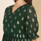 Janasya Bottle Green Georgette Foil Printed Festive Kurta | Swadesiicart