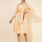 Janasya Women's Off White Cotton Tie Dye Casual Dress | Swadesiicart