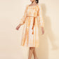 Janasya Women's Off White Cotton Tie Dye Casual Dress | Swadesiicart