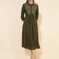 Janasya Olive Rayon Yoke Embroidered Casual Kurta | Swadesiicart