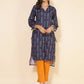 Janasya Dark Blue Moss Digital Printed Casual Kurta - Swadesiicart