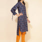 Janasya Dark Blue Moss Digital Printed Casual Kurta - Swadesiicart