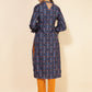 Janasya Dark Blue Moss Digital Printed Casual Kurta - Swadesiicart