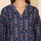 Janasya Dark Blue Moss Digital Printed Casual Kurta - Swadesiicart