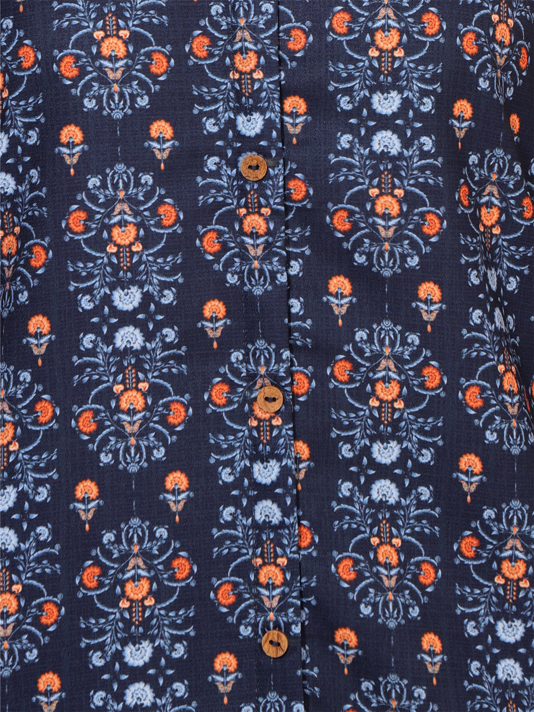Janasya Dark Blue Moss Digital Printed Casual Kurta - Swadesiicart