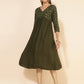 Janasya Olive Rayon Yoke Foil Printed Festive Kurta | Swadesiicart