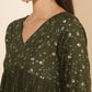 Janasya Olive Rayon Yoke Foil Printed Festive Kurta | Swadesiicart
