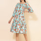Janasya Women's Sea Green Moss Digital Floral Printed Casual Dress | Swadesiicart