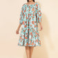 Janasya Women's Sea Green Moss Digital Floral Printed Casual Dress | Swadesiicart