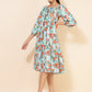 Janasya Women's Sea Green Moss Digital Floral Printed Casual Dress | Swadesiicart