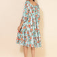 Janasya Women's Sea Green Moss Digital Floral Printed Casual Dress | Swadesiicart