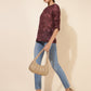 Janasya Women's Brown Georgette Floral Printed Casual Top | Swadesiicart