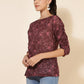 Janasya Women's Brown Georgette Floral Printed Casual Top | Swadesiicart