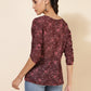 Janasya Women's Brown Georgette Floral Printed Casual Top | Swadesiicart