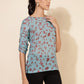 Janasya Women's Mint Green Georgette Floral Printed Casual Top | Swadesiicart