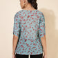 Janasya Women's Mint Green Georgette Floral Printed Casual Top | Swadesiicart