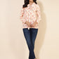 Janasya Women's Peach Georgette Floral Print Casual Top | Swadesiicart