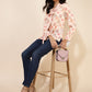 Janasya Women's Peach Georgette Floral Print Casual Top | Swadesiicart