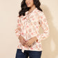 Janasya Women's Peach Georgette Floral Print Casual Top | Swadesiicart