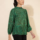 Janasya Women's Green Georgette Digital Printed Casual Top | Swadesiicart