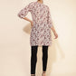 Janasya Women's Beige Georgette Floral Printed Casual Tunic | Swadesiicart