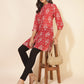 Janasya Women's Red Georgette Floral Printed Casual Tunic | Swadesiicart