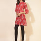 Janasya Women's Red Georgette Floral Printed Casual Tunic | Swadesiicart