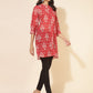 Janasya Women's Red Georgette Floral Printed Casual Tunic | Swadesiicart