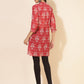 Janasya Women's Red Georgette Floral Printed Casual Tunic | Swadesiicart