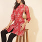 Janasya Women's Red Georgette Floral Printed Casual Tunic | Swadesiicart