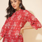 Janasya Women's Red Georgette Floral Printed Casual Tunic | Swadesiicart