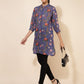 Janasya Women's Violet Georgette Floral Printed Casual Tunic | Swadesiicart
