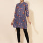 Janasya Women's Violet Georgette Floral Printed Casual Tunic | Swadesiicart