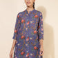 Janasya Women's Violet Georgette Floral Printed Casual Tunic | Swadesiicart