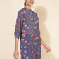 Janasya Women's Violet Georgette Floral Printed Casual Tunic | Swadesiicart