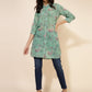 Janasya Women's Light Green Georgette Floral Printed Casual Tunic | Swadesiicart