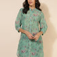 Janasya Women's Light Green Georgette Floral Printed Casual Tunic | Swadesiicart