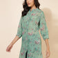 Janasya Women's Light Green Georgette Floral Printed Casual Tunic | Swadesiicart