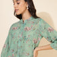 Janasya Women's Light Green Georgette Floral Printed Casual Tunic | Swadesiicart