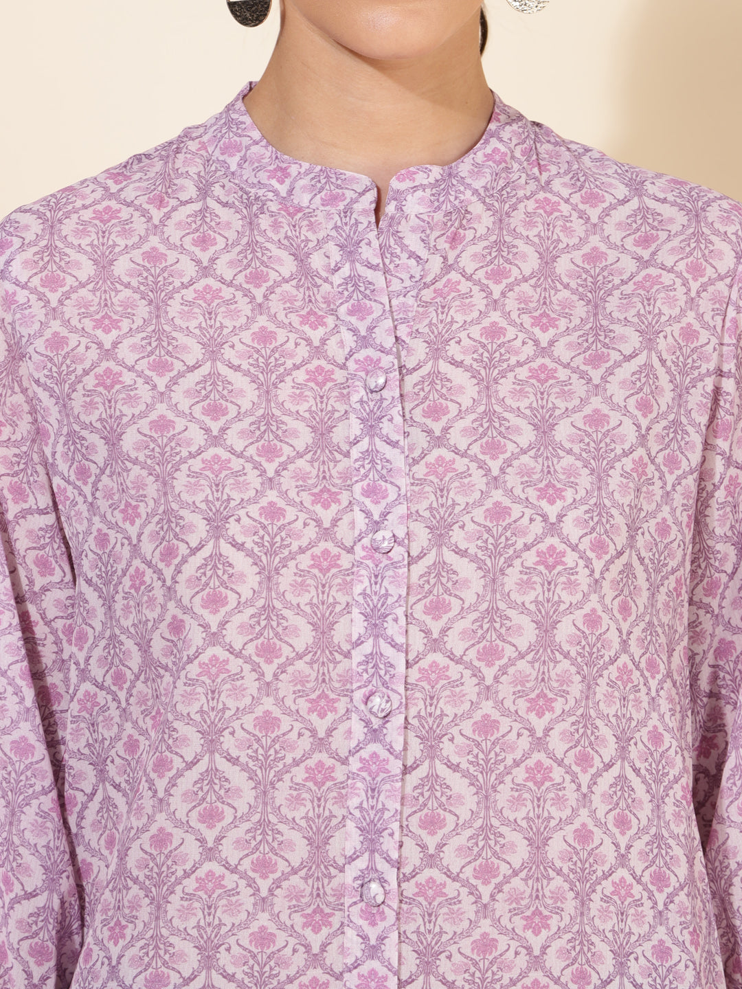 Janasya Women's Light Pink Georgette Floral Printed Casual Tunic | Swadesiicart