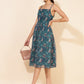 Janasya Women's Blue Chiffon Lurex Digital Floral Printed Casual Dress | Swadesiicart