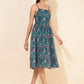 Janasya Women's Blue Chiffon Lurex Digital Floral Printed Casual Dress | Swadesiicart